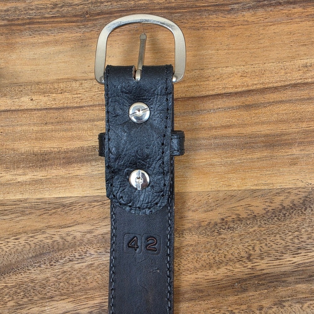 Brud LeBoeuf Handcrafted Black Full Quill Ostrich Leather Belt Size 42 Western - Picture 6 of 6